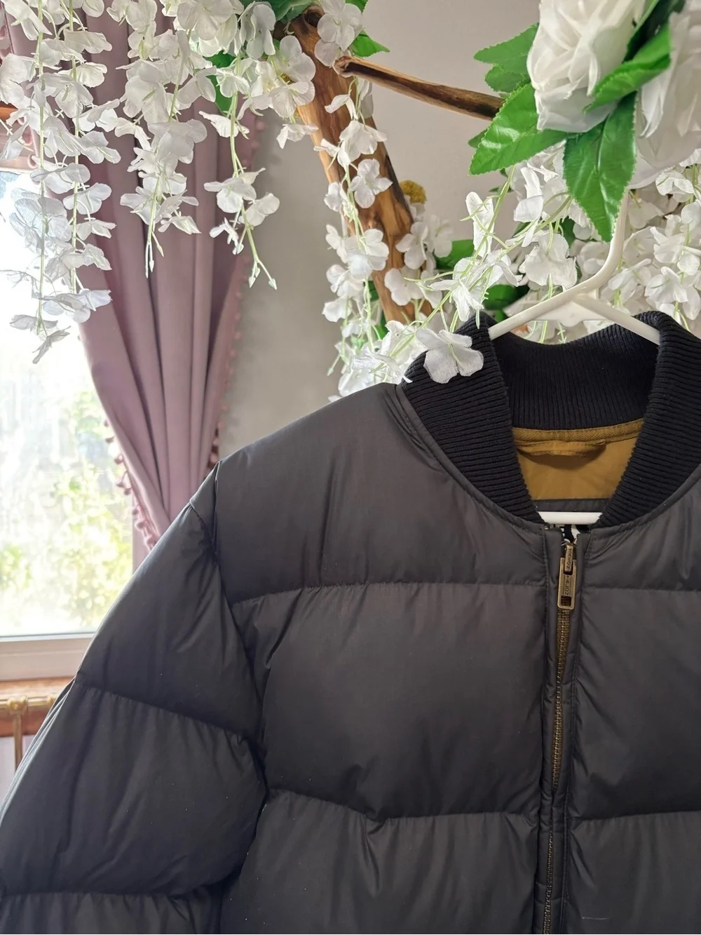 Eddie Bauer Men's Black Quilted Down Puffer Jacket Down 650